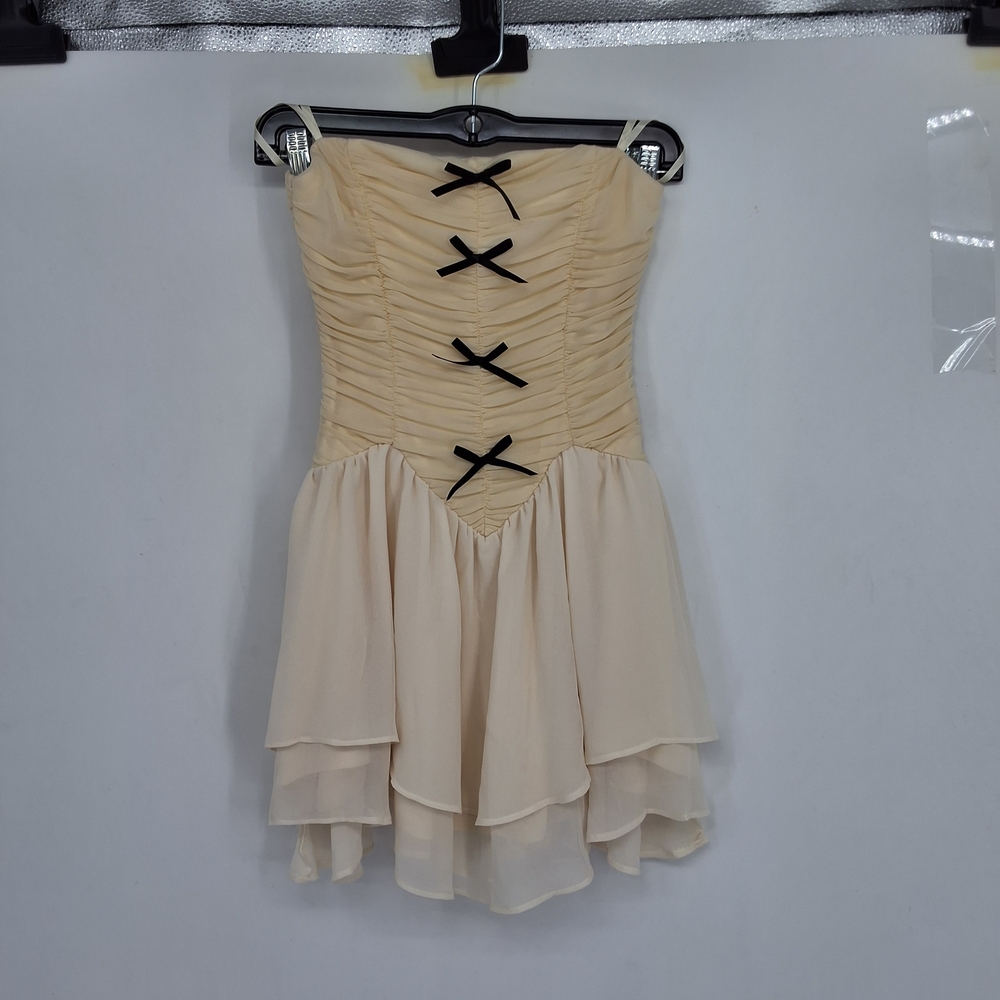Windsor Cream Strapless Dress with Black Accents